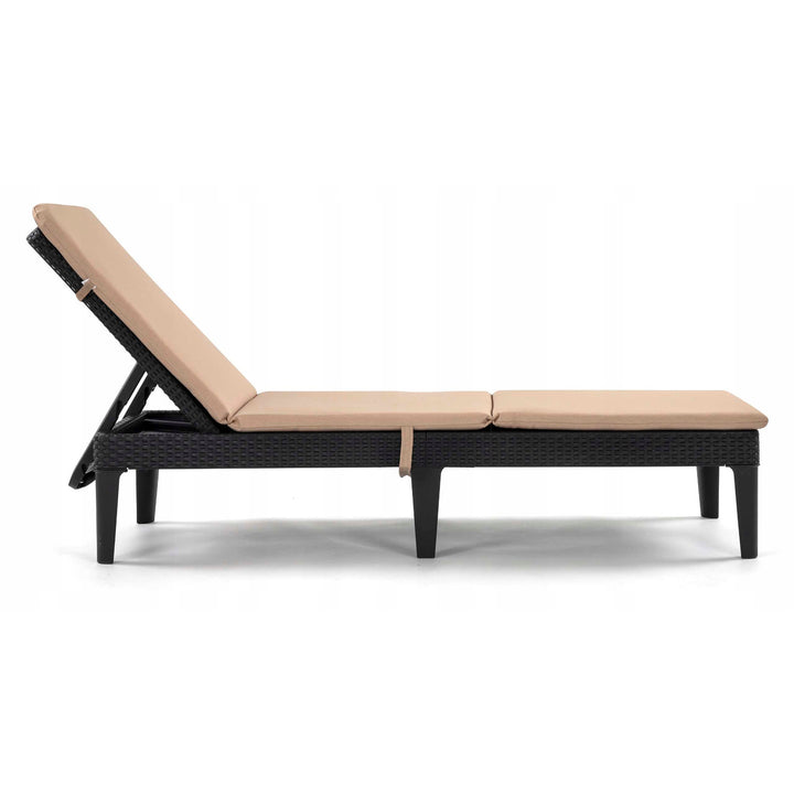 Jaipur Deck Chair Cushion, beige, S-550 melange fabric, size 190x60 cm, two fastening systems, water-resistant, fully machine washable, S-21 melange