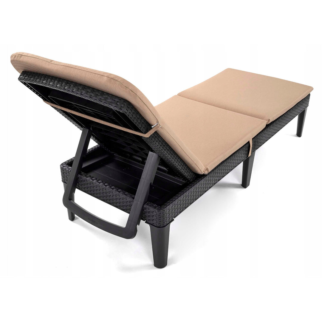 Jaipur Deck Chair Cushion, beige, S-550 melange fabric, size 190x60 cm, two fastening systems, water-resistant, fully machine washable, S-21 melange