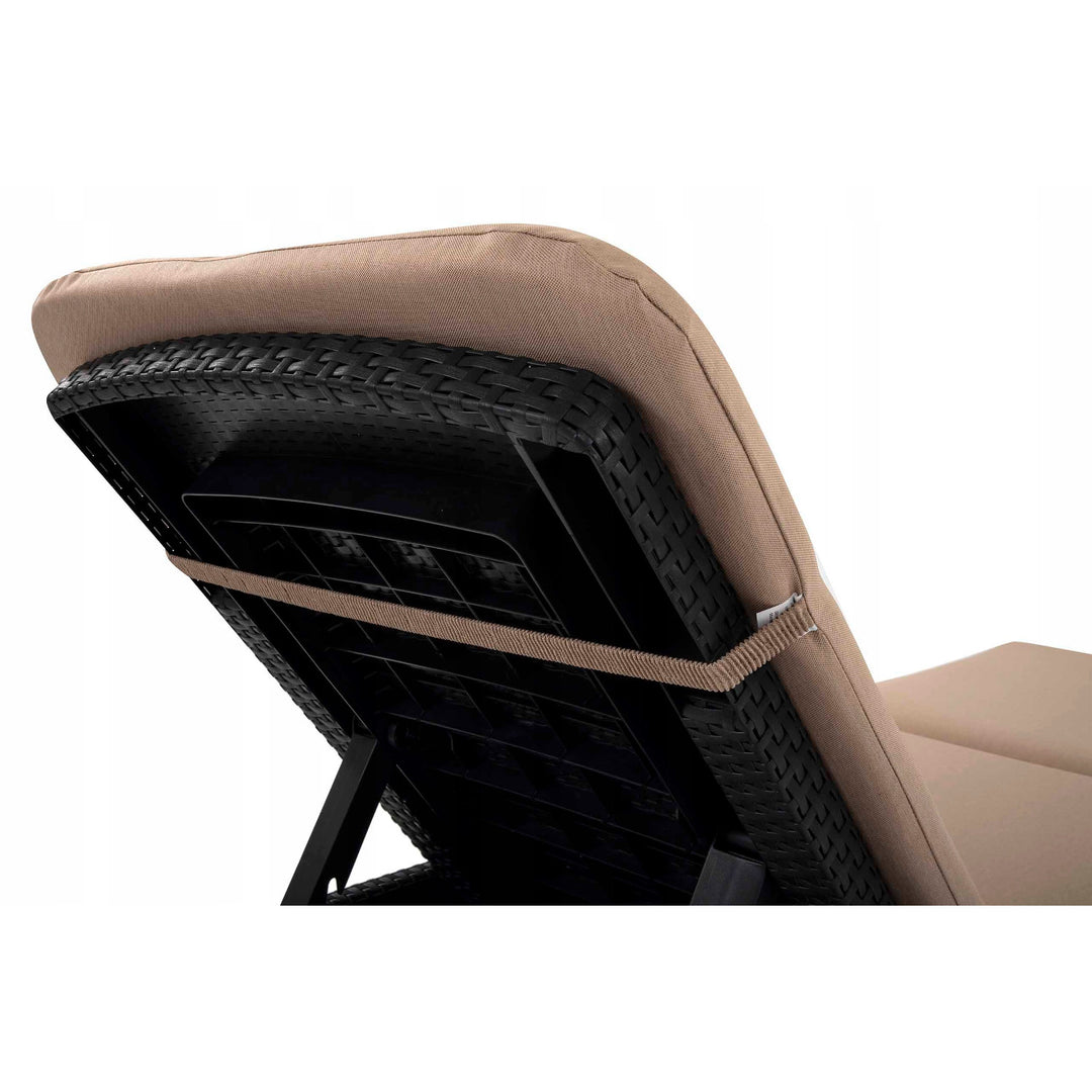 Jaipur Deck Chair Cushion, beige, S-550 melange fabric, size 190x60 cm, two fastening systems, water-resistant, fully machine washable, S-21 melange