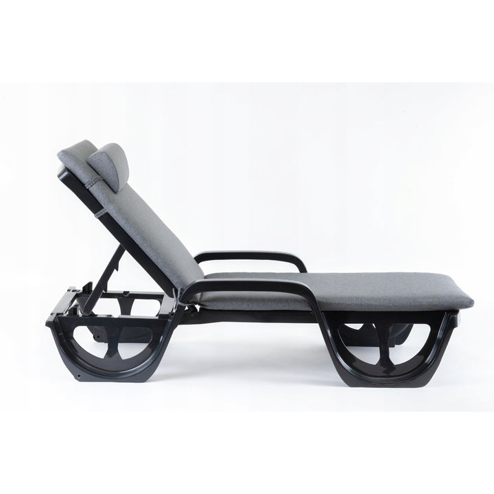 Madera Deck Chair Cushion, gray, S-550 melange fabric, size 190x55 cm, secured with an elastic strap, waterproof, S-23 melange