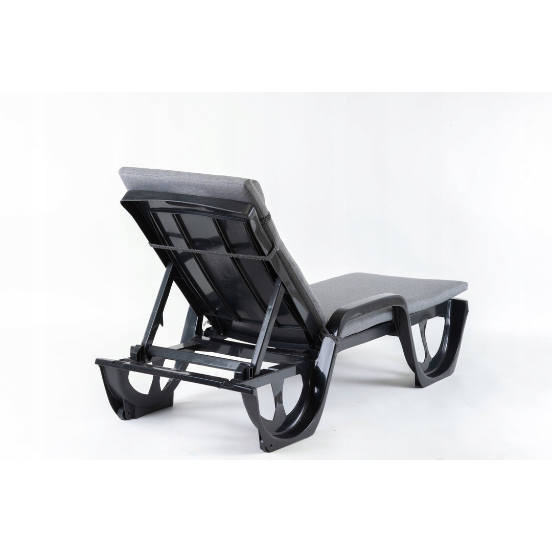 Madera Deck Chair Cushion, gray, S-550 melange fabric, size 190x55 cm, secured with an elastic strap, waterproof, S-23 melange