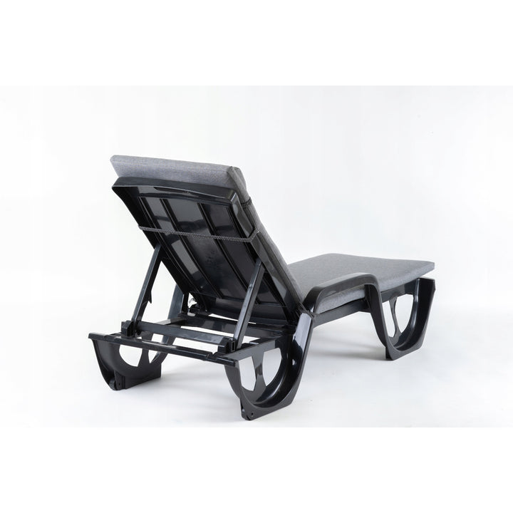Madera Deck Chair Cushion, gray, S-550 melange fabric, size 190x55 cm, secured with an elastic strap, waterproof, S-23 melange