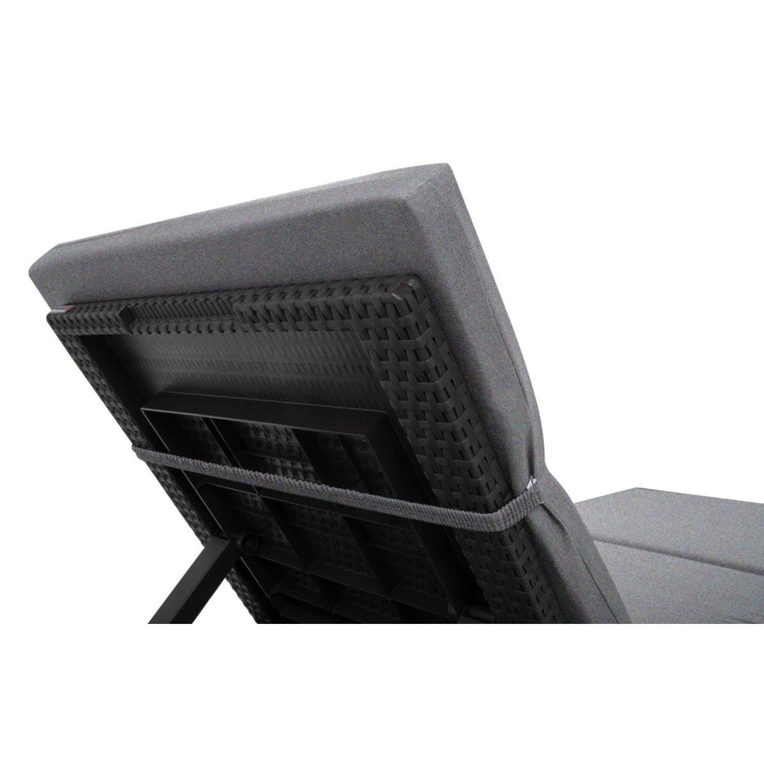 Daytona Deck Chair Cushion, gray, S-550 Melange fabric, size 192x64 cm, secured with an elastic strap, waterproof, Melange S-23