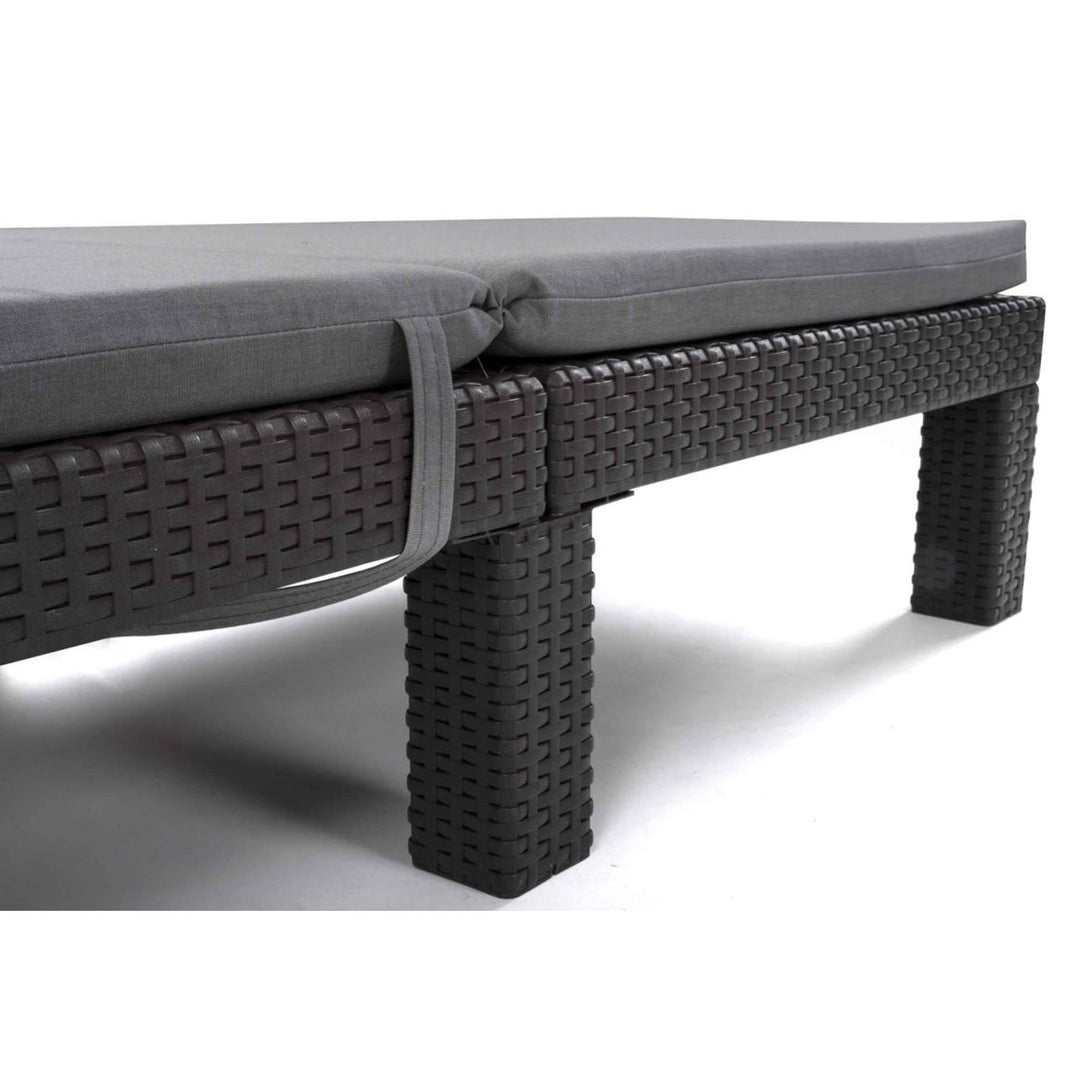 Daytona Deck Chair Cushion, gray, S-550 Melange fabric, size 192x64 cm, secured with an elastic strap, waterproof, Melange S-23