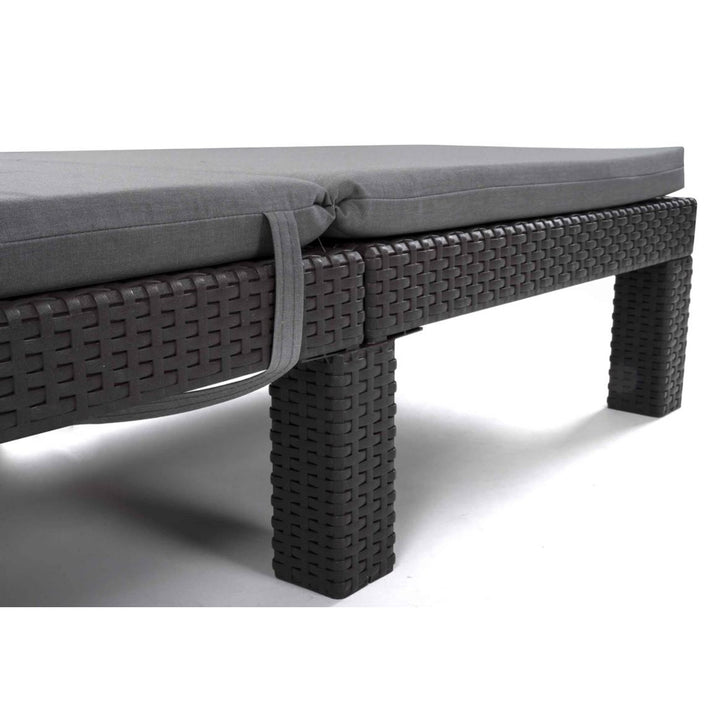 Daytona Deck Chair Cushion, gray, S-550 Melange fabric, size 192x64 cm, secured with an elastic strap, waterproof, Melange S-23