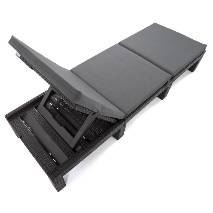 Daytona Deck Chair Cushion, gray, S-550 Melange fabric, size 192x64 cm, secured with an elastic strap, waterproof, Melange S-23