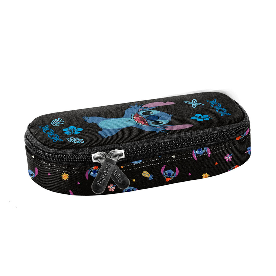 Stitch Paso School Set, backpack with three compartments, a laptop sleeve, and a reinforced bottom; pencil case with elastic loops for supplies; shoe bag that can be worn on the back; DS26MM