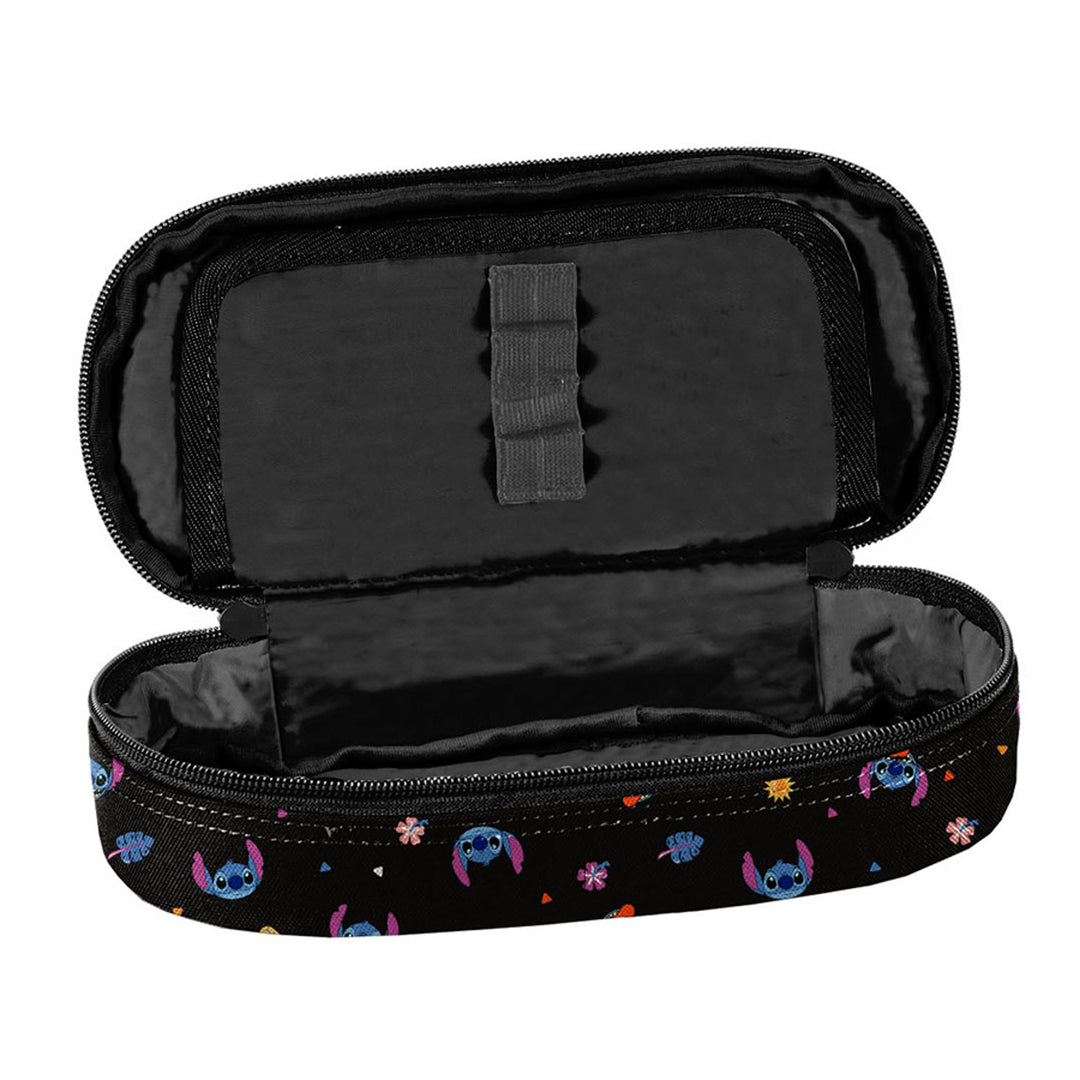 Stitch Paso School Set, backpack with three compartments, a laptop sleeve, and a reinforced bottom; pencil case with elastic loops for supplies; shoe bag that can be worn on the back; DS26MM