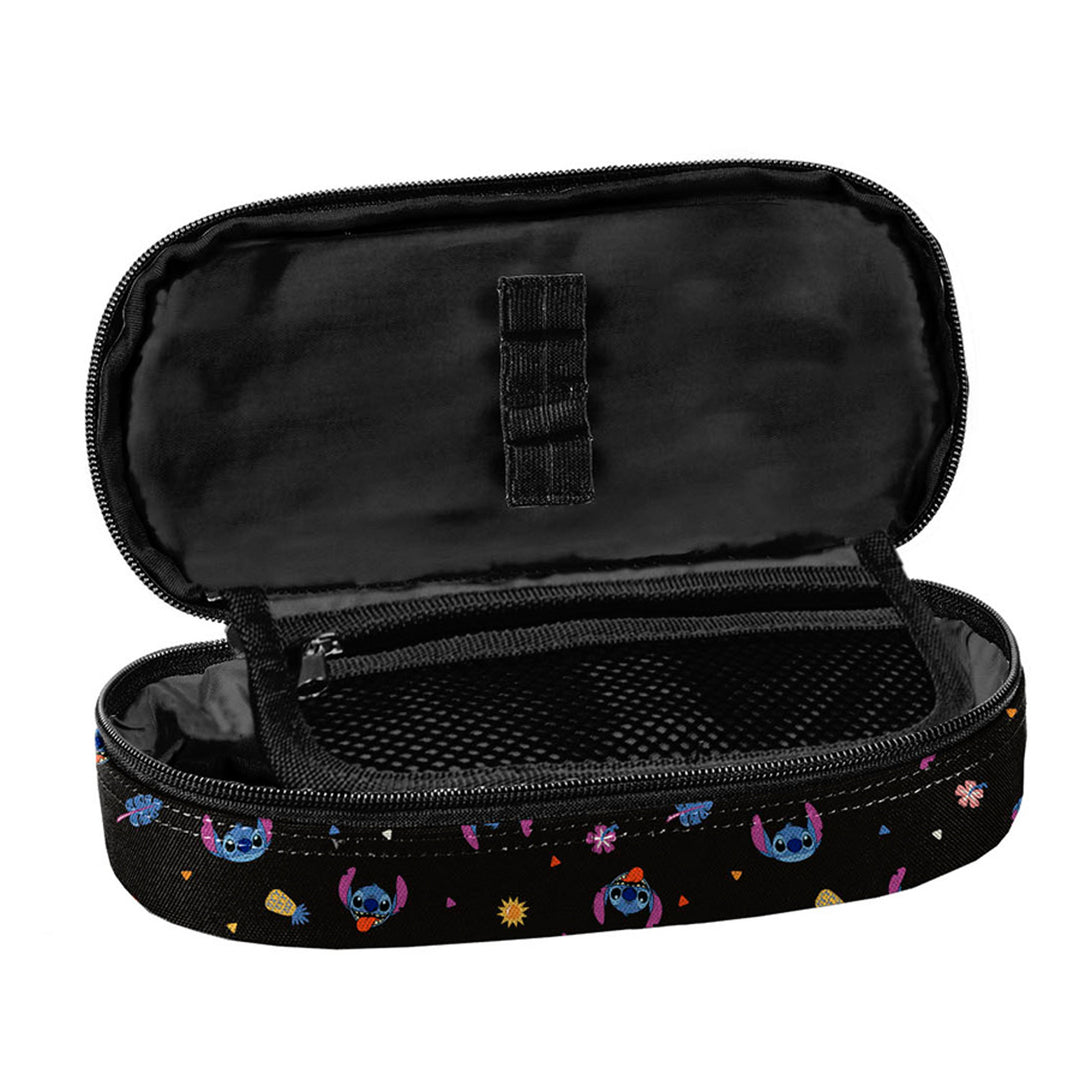 Stitch Paso School Set, backpack with three compartments, a laptop sleeve, and a reinforced bottom; pencil case with elastic loops for supplies; shoe bag that can be worn on the back; DS26MM