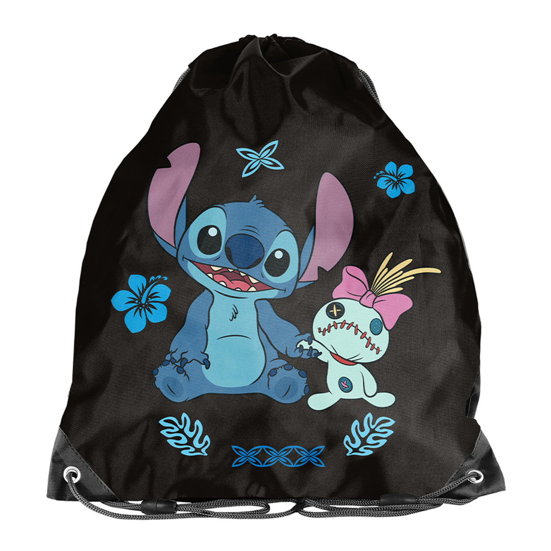 Stitch Paso School Set, backpack with three compartments, a laptop sleeve, and a reinforced bottom; pencil case with elastic loops for supplies; shoe bag that can be worn on the back; DS26MM