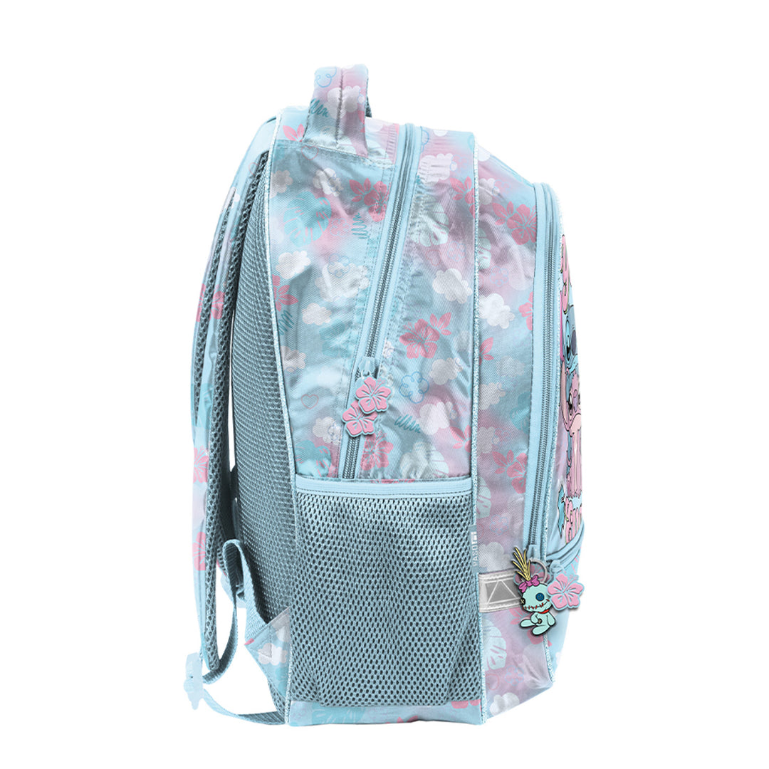 Stitch Paso School Set, backpack with two compartments, reflective elements, and a padded back panel; pencil case (empty) with loops for stationery; shoe bag that can be worn on the back, DS26WW