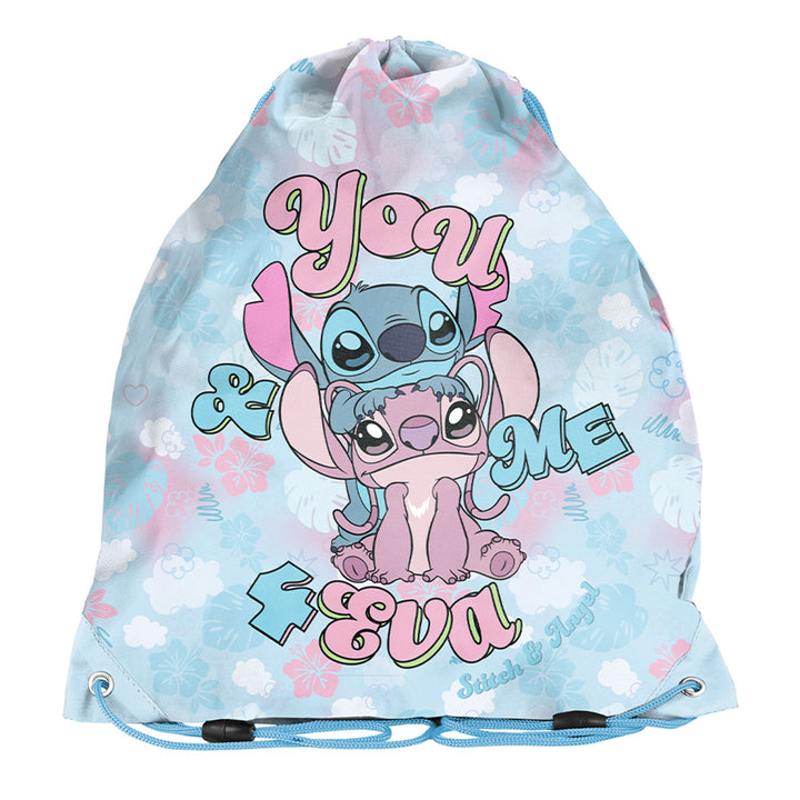 Stitch Paso School Set, backpack with two compartments, reflective elements, and a padded back panel; pencil case (empty) with loops for stationery; shoe bag that can be worn on the back, DS26WW