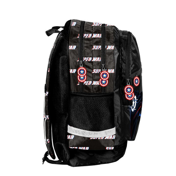 Captain America Paso School Set, backpack with two compartments, reflective elements, and reinforced back panel; pencil case (empty) with pen loops; shoe bag that can be worn on the back, AV26KK