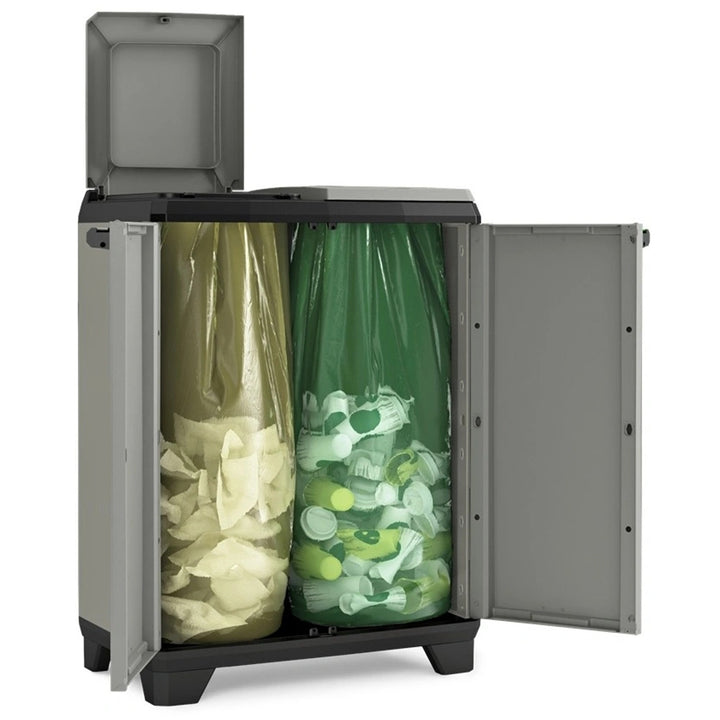 Keter Planet Waste Sorting Bin, 2x110L capacity, gray, 68x39x92 cm, 246640