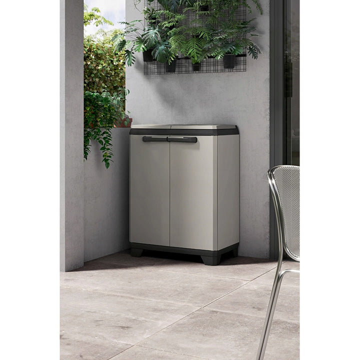 Keter Planet Waste Sorting Bin, 2x110L capacity, gray, 68x39x92 cm, 246640
