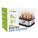 GreenBlue Automatic Egg Cooker, 200W, holds up to 6 eggs, measuring cup included, 220-240V~, 50/60 Hz, GB359