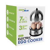 GreenBlue Stainless Steel Egg Cooker, 200W, holds up to 7 eggs, measuring cup included, 220-240V~, 50/60 Hz, GB357