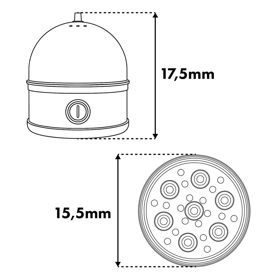 GreenBlue Stainless Steel Egg Cooker, 200W, holds up to 7 eggs, measuring cup included, 220-240V~, 50/60 Hz, GB357