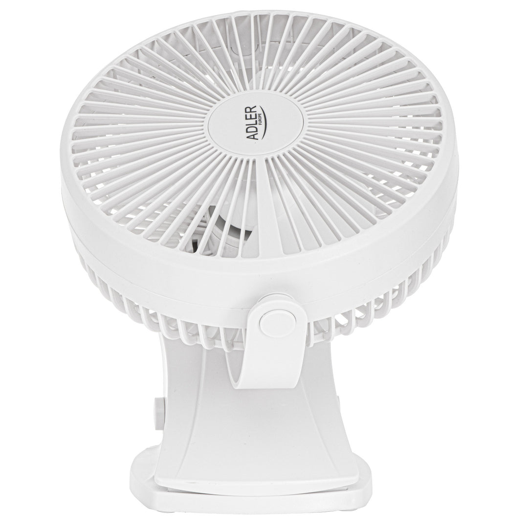 Desk fan with clip, rechargeable, 15.5 cm, 360° rotation, USB-C, Adler