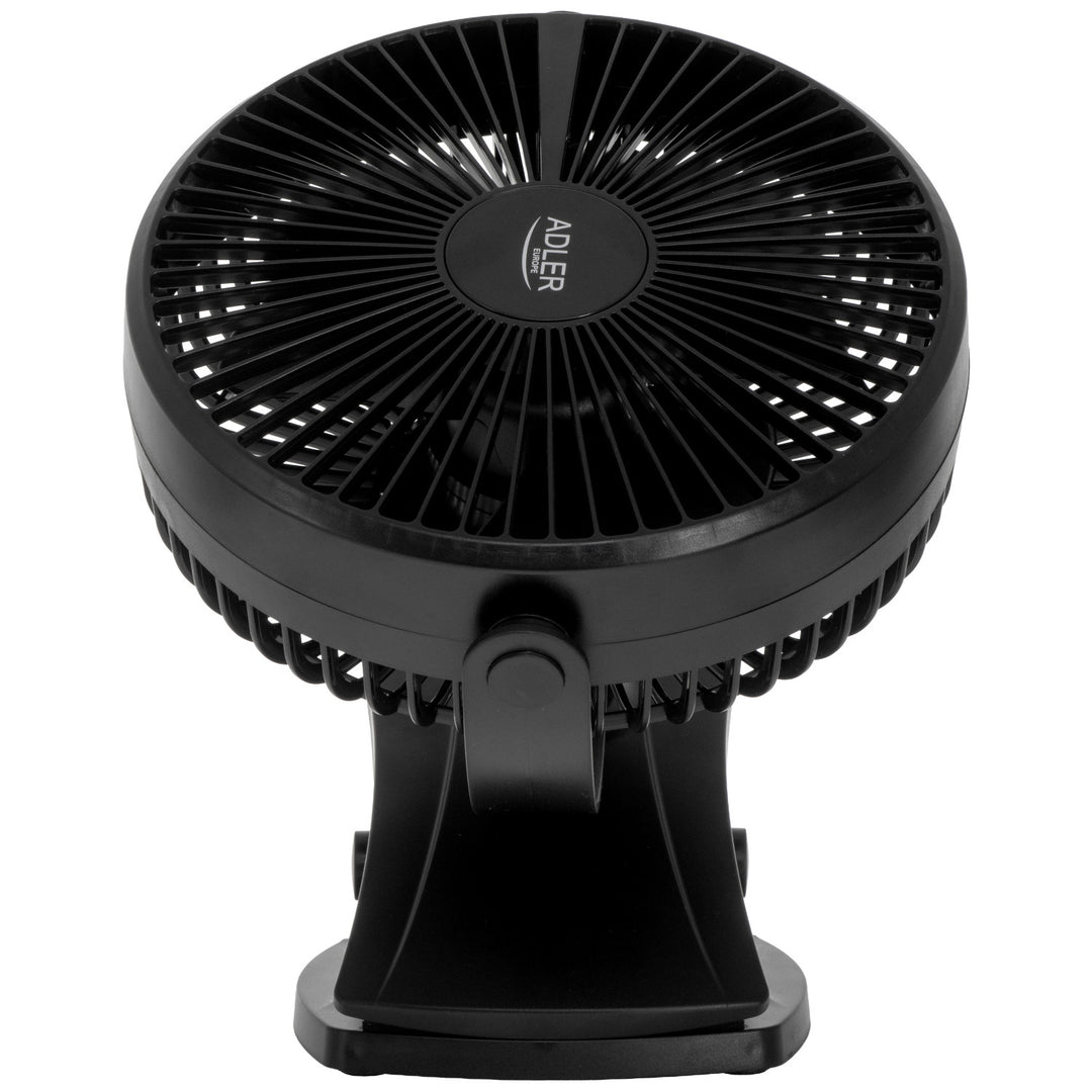 Desk fan with clip, rechargeable, 15.5 cm, 360° rotation, USB-C, Adler