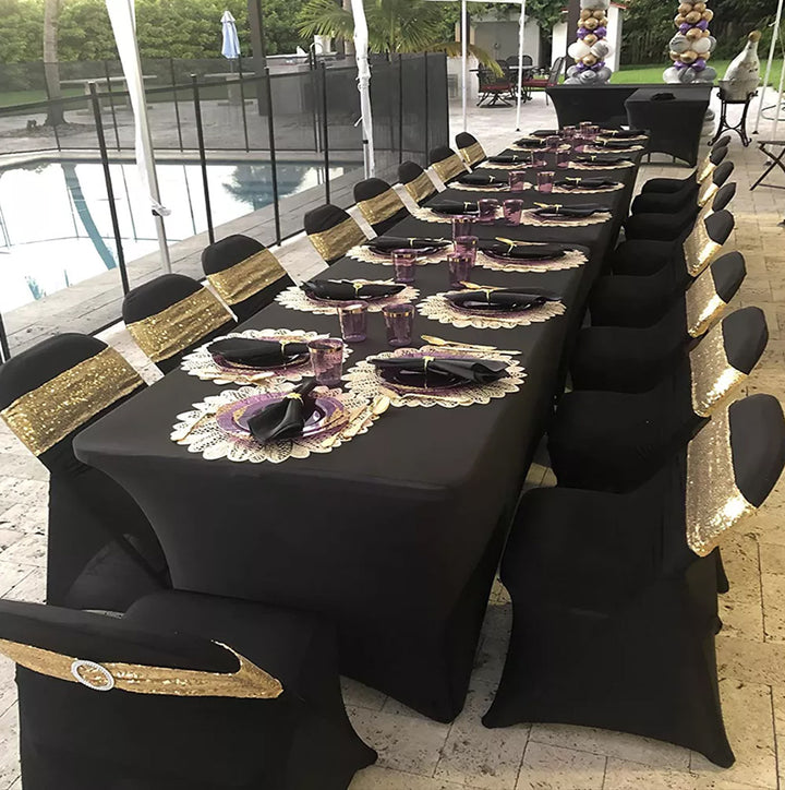 GreenBlue Black Catering Chair Cover, 88x50x45 cm, Spandex, GB373, 4 pieces