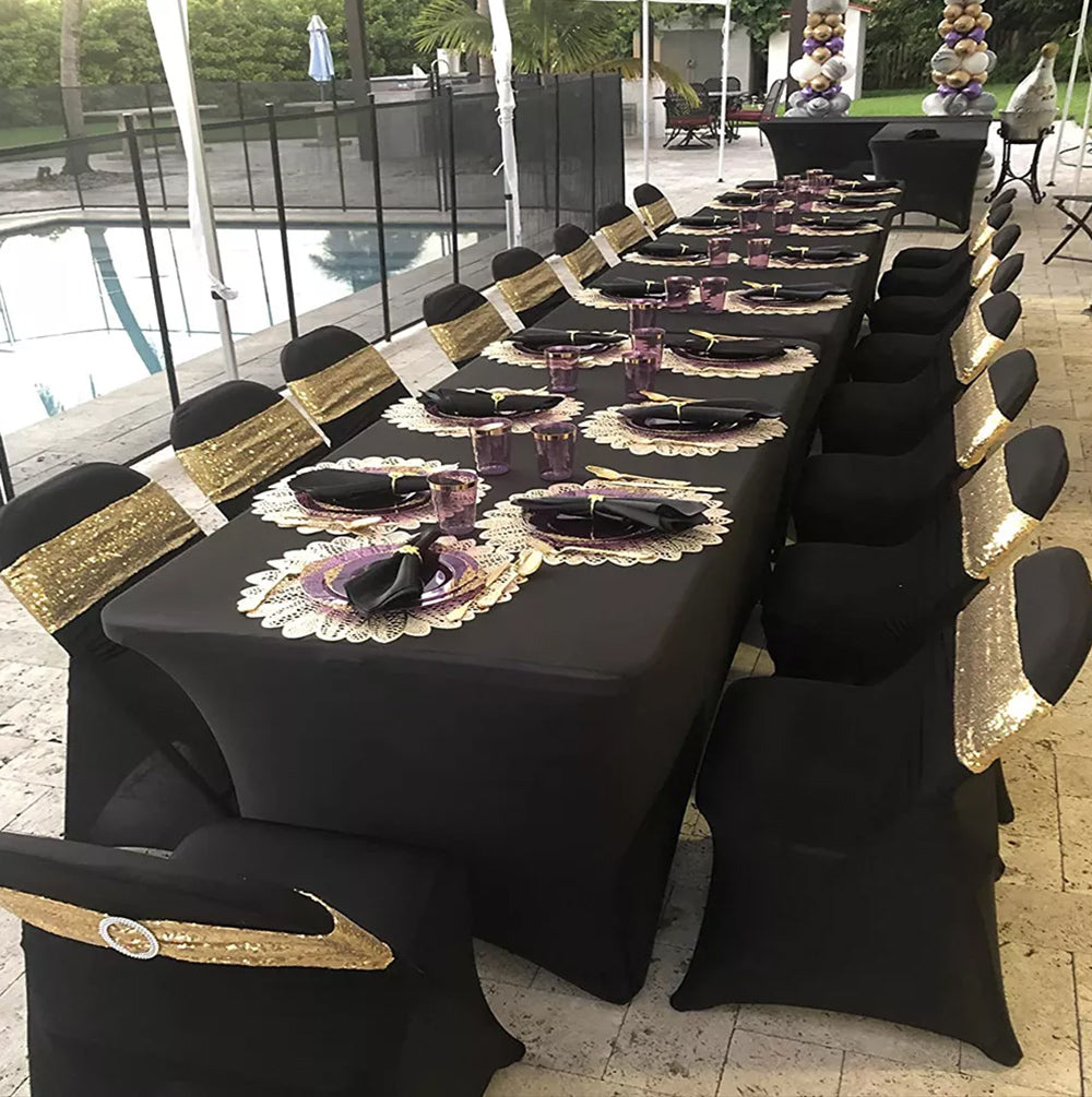 GreenBlue Black Catering Chair Cover, 88x50x45 cm, Spandex, GB373, 2 pieces