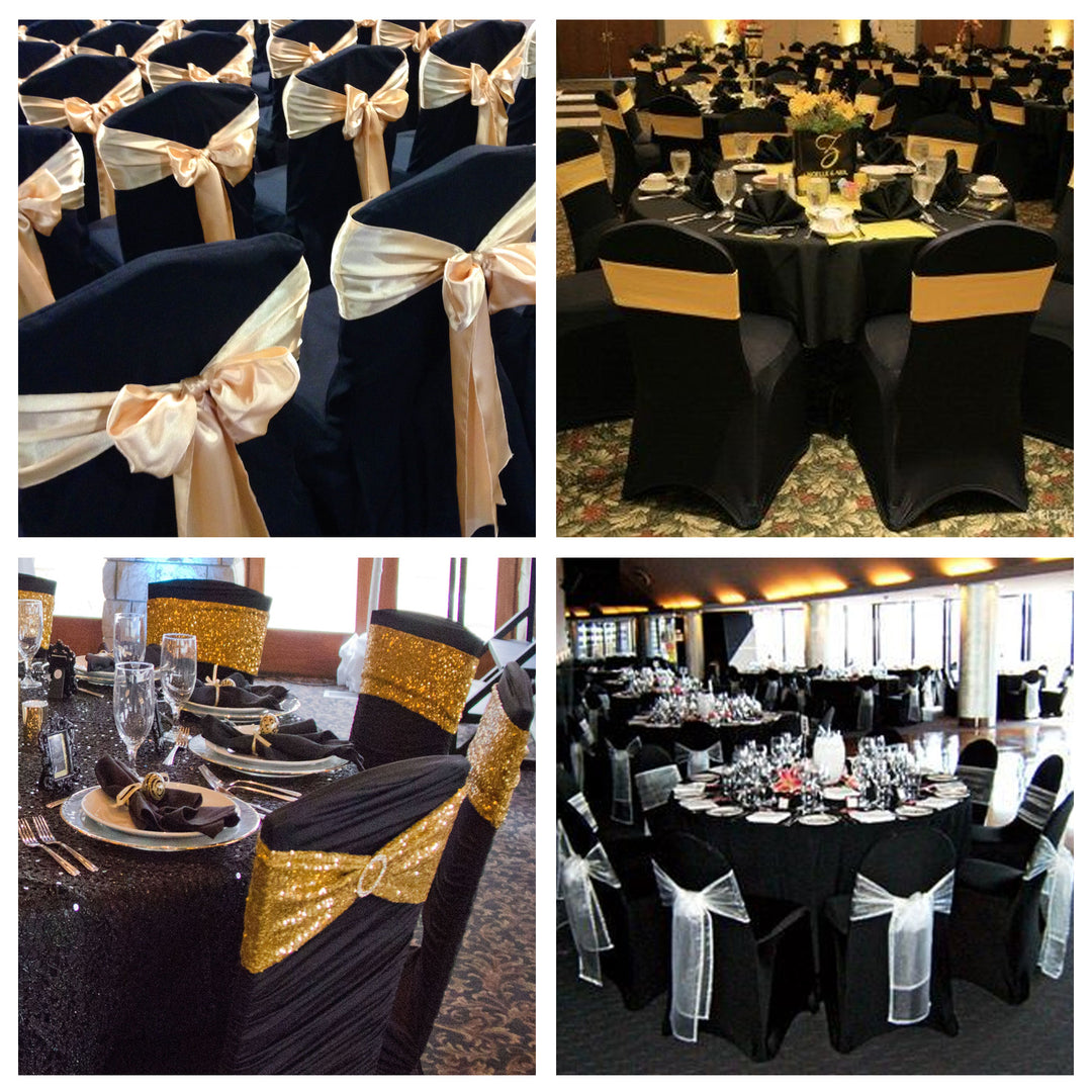 GreenBlue Black Catering Chair Cover, 88x50x45 cm, Spandex, GB373, 2 pieces