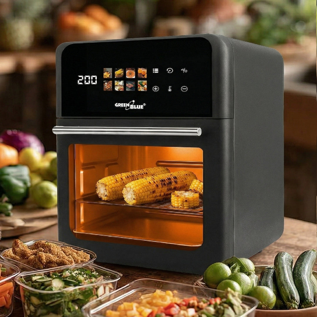 GreenBlue AIR FRYER Oil-Free Air Fryer, 1800W, 10L capacity, 8 programs, accessories, timer, GB950 + 100 16cm paper liners