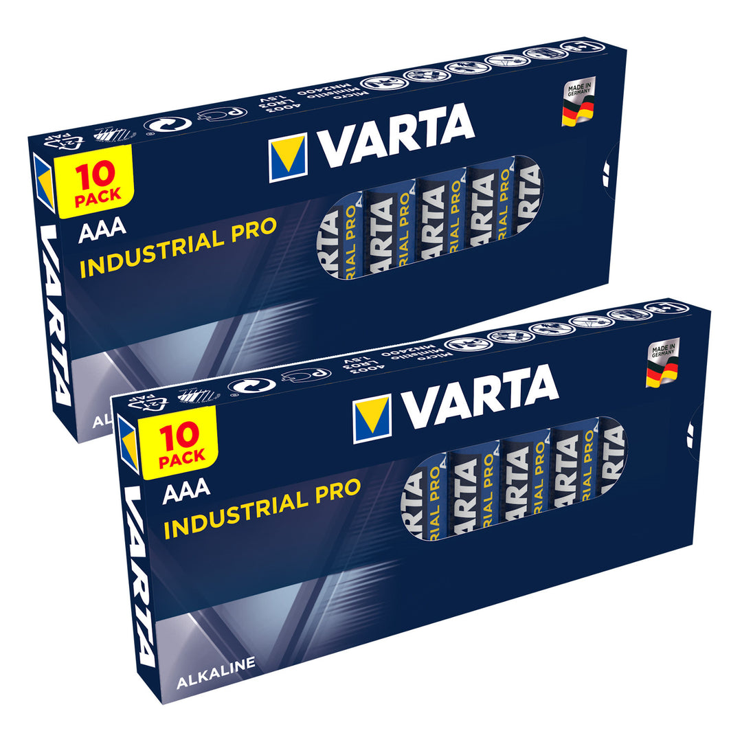 20 Varta Industrial 4003 R-03 LR03 AAA Alkaline Batteries