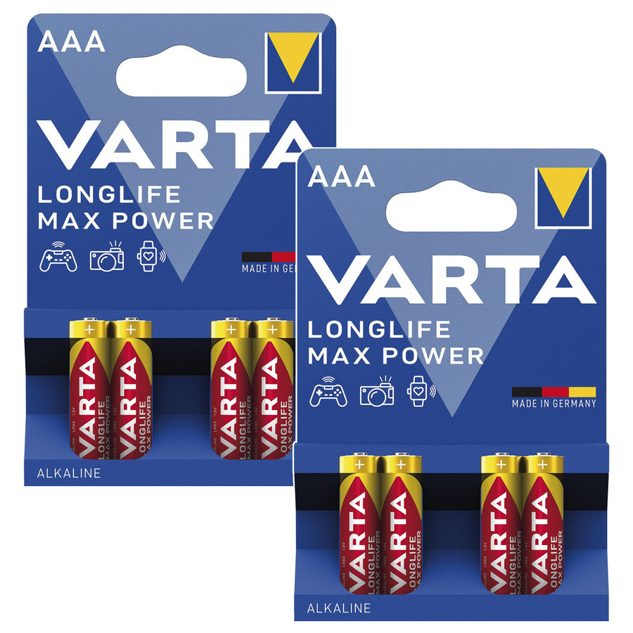 8x R-03 R03 AAA 1.5V alkaline batteries, Varta Longlife Max Power