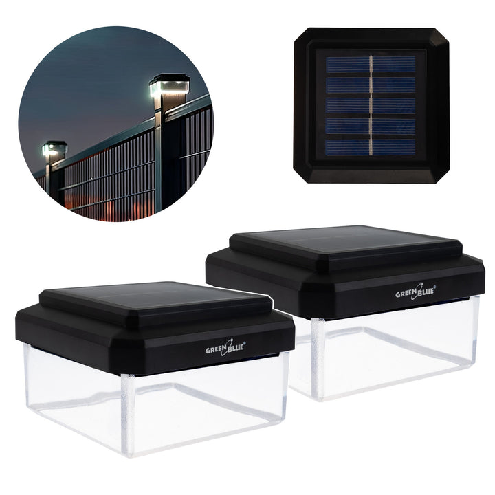 GreenBlue Solar LED Pole Light, 100x100mm, Envelope-shaped Canopy, 3200K, GB128 WW, 2 pieces