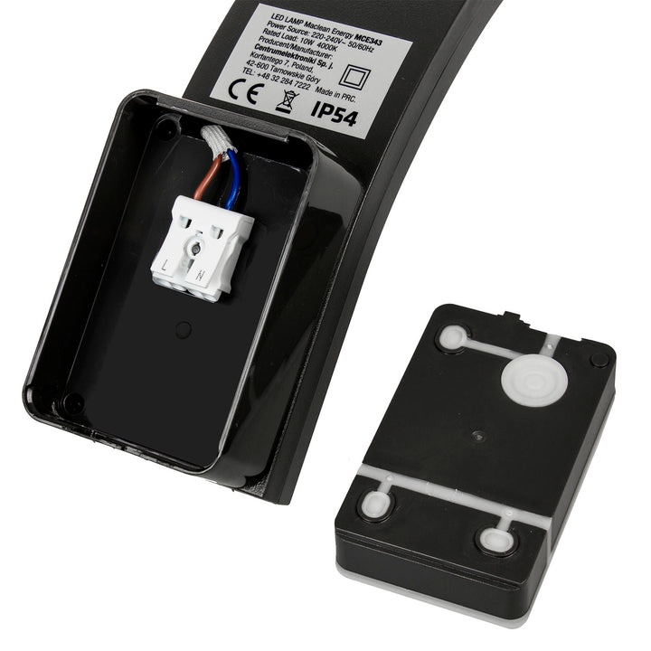Maclean LED Facade Light, 800 lm, IP54, 10 W, natural white (4000 K), black, MCE343 B, 2 pieces