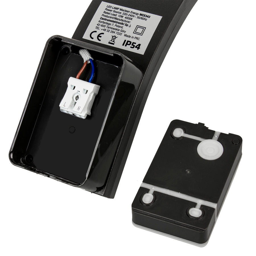 Maclean LED Facade Light, 800 lm, IP54, 10 W, natural white (4000 K), black, MCE343 B, 2 pieces