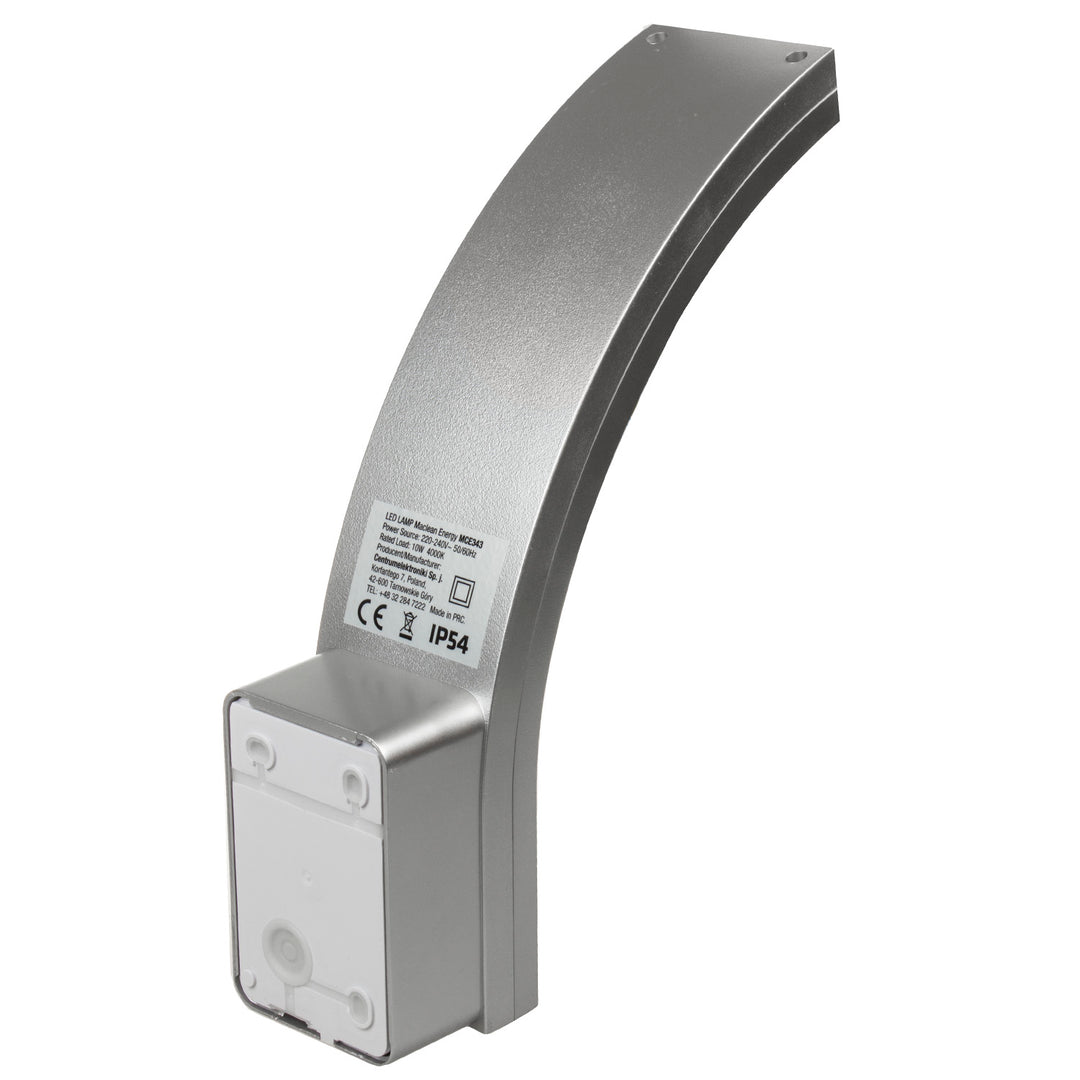 Maclean LED Facade Light, 800 lm, IP54, 10 W, natural white (4000 K), silver, MCE343 SV, 2 pieces