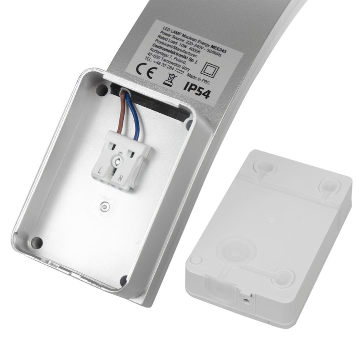 Maclean LED Facade Light, 800 lm, IP54, 10 W, natural white (4000 K), silver, MCE343 SV, 2 pieces