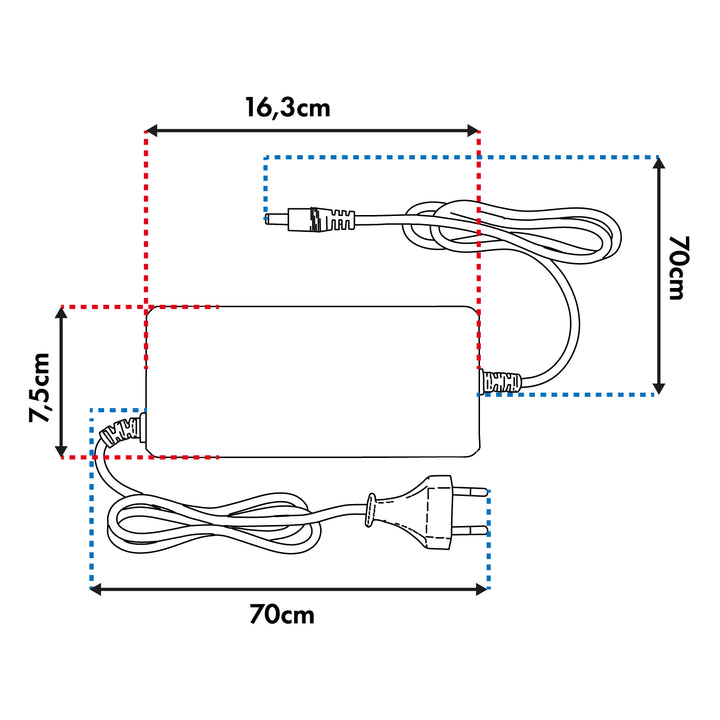 Maclean Energy Universal Charger/Power Supply for Scooters, 54.6V DC, 2A, Max 110W, Fast Charging, 6 Plugs, MCE665