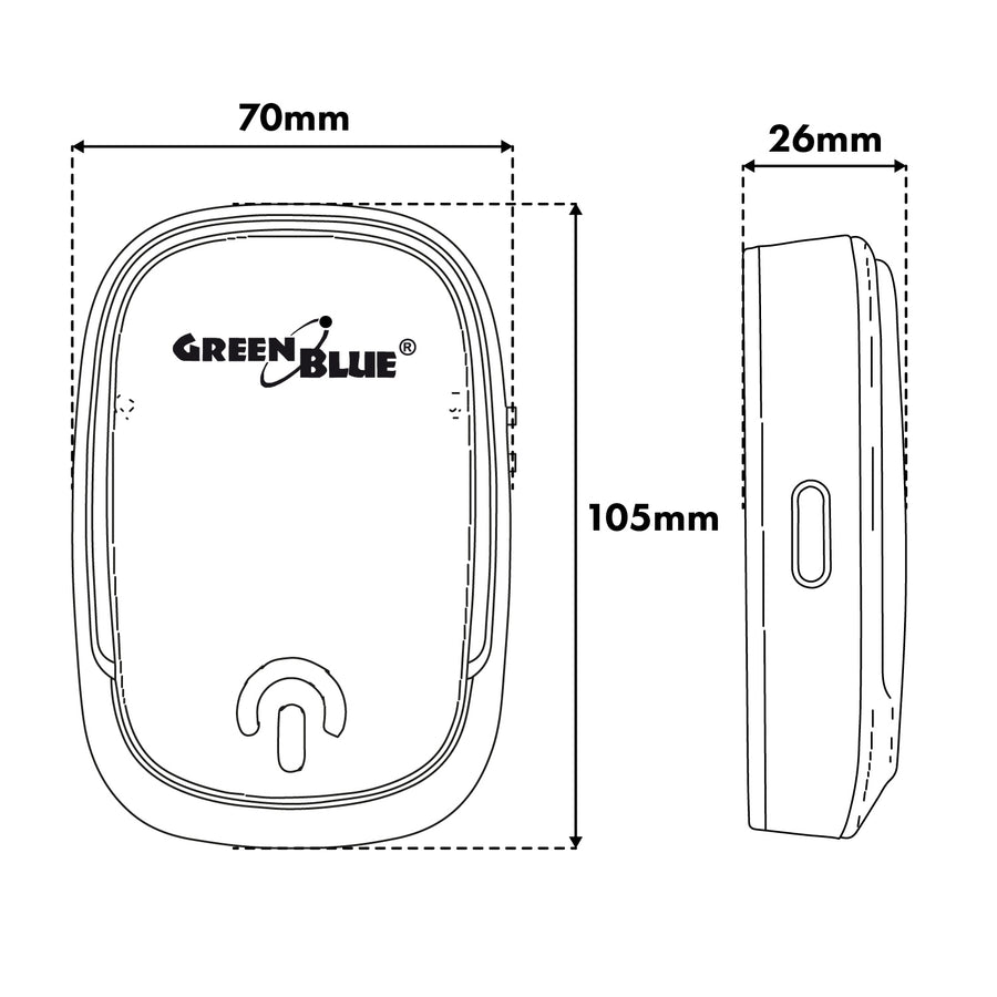 GreenBlue Wireless Doorbell, 38 melodies, 90 dB, white, range up to 200 m, GB404 W