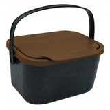 Organic waste bin, 4.5-liter capacity, black with a brown lid, Mini Bini + 5 Practic charcoal filters