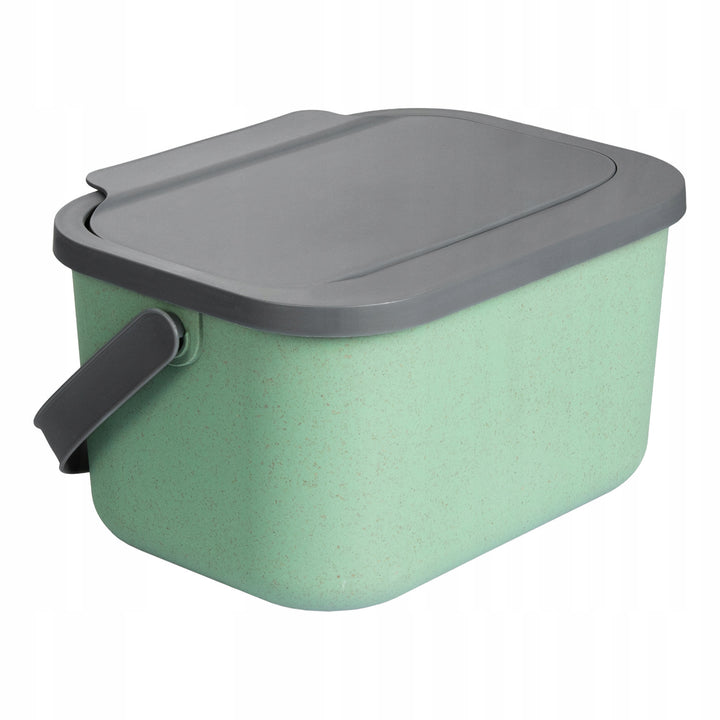Bio-waste bin, 4.5-liter capacity, green with a gray lid, Mini Bini + 5 Practic charcoal filters
