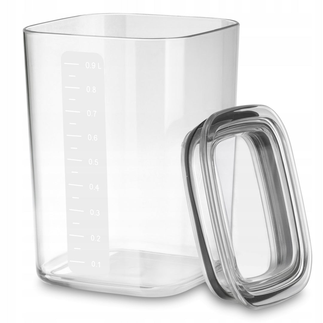 Practic kitchen containers for loose ingredients, capacities: 0.6 L, 0.9 L, 1.5 L, lids with seals,