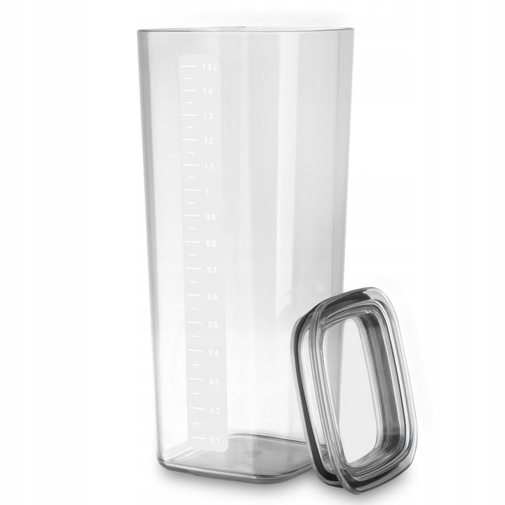 Practic kitchen containers for loose ingredients, capacities: 0.6 L, 0.9 L, 1.5 L, lids with seals,