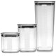Practic kitchen containers for loose ingredients, capacities: 0.6 L, 0.9 L, 1.5 L, lids with seals,