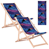 GreenBlue GB183 Classic Beech Deck Chair with Toucan Print, 2 pieces