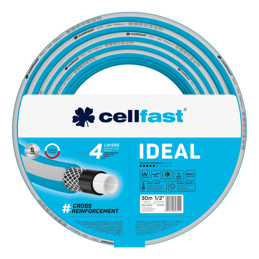 Cellfast Aluplus 1/2" 60m Hose Cart + Cellfast IDEAL 1/2" 30m Garden Hose + Cellfast Basic 1/2" Straight Sprinkler Set