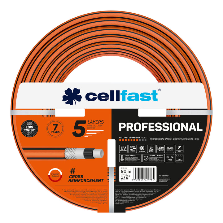 Cellfast Aluplus 1/2" 60m Hose Cart + Cellfast PROFESSIONAL 1/2" 50m Garden Hose + Cellfast Basic 1/2" Straight Sprinkler Set