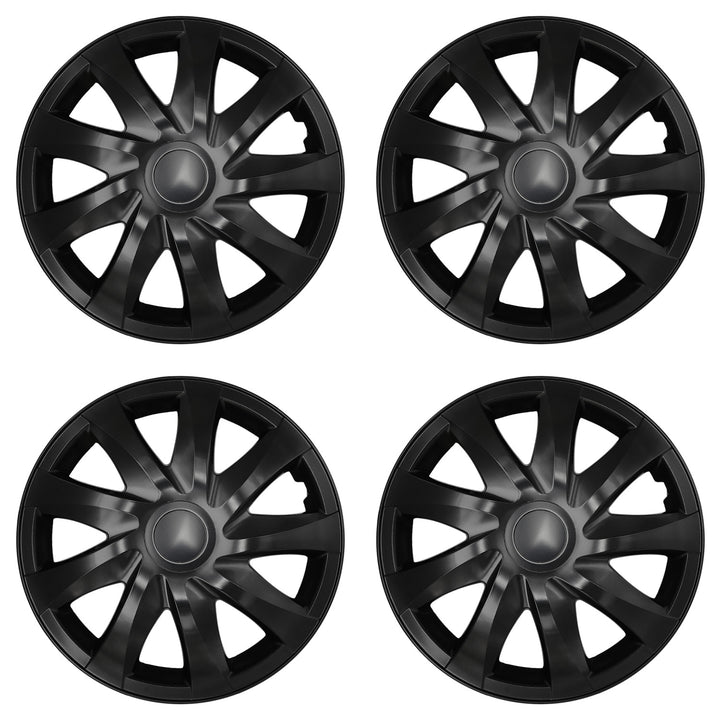 NRM DRACO 14" Universal Wheel Covers, Matte Black (Set of 4)
