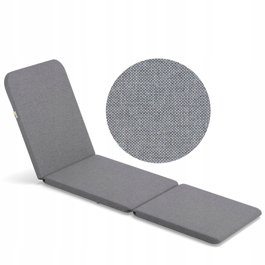 Jaipur Deck Chair Cushion, gray, S-550 fabric, size 190x60 cm, two fastening systems, waterproof, fully machine washable, Jaipur Melange S-03