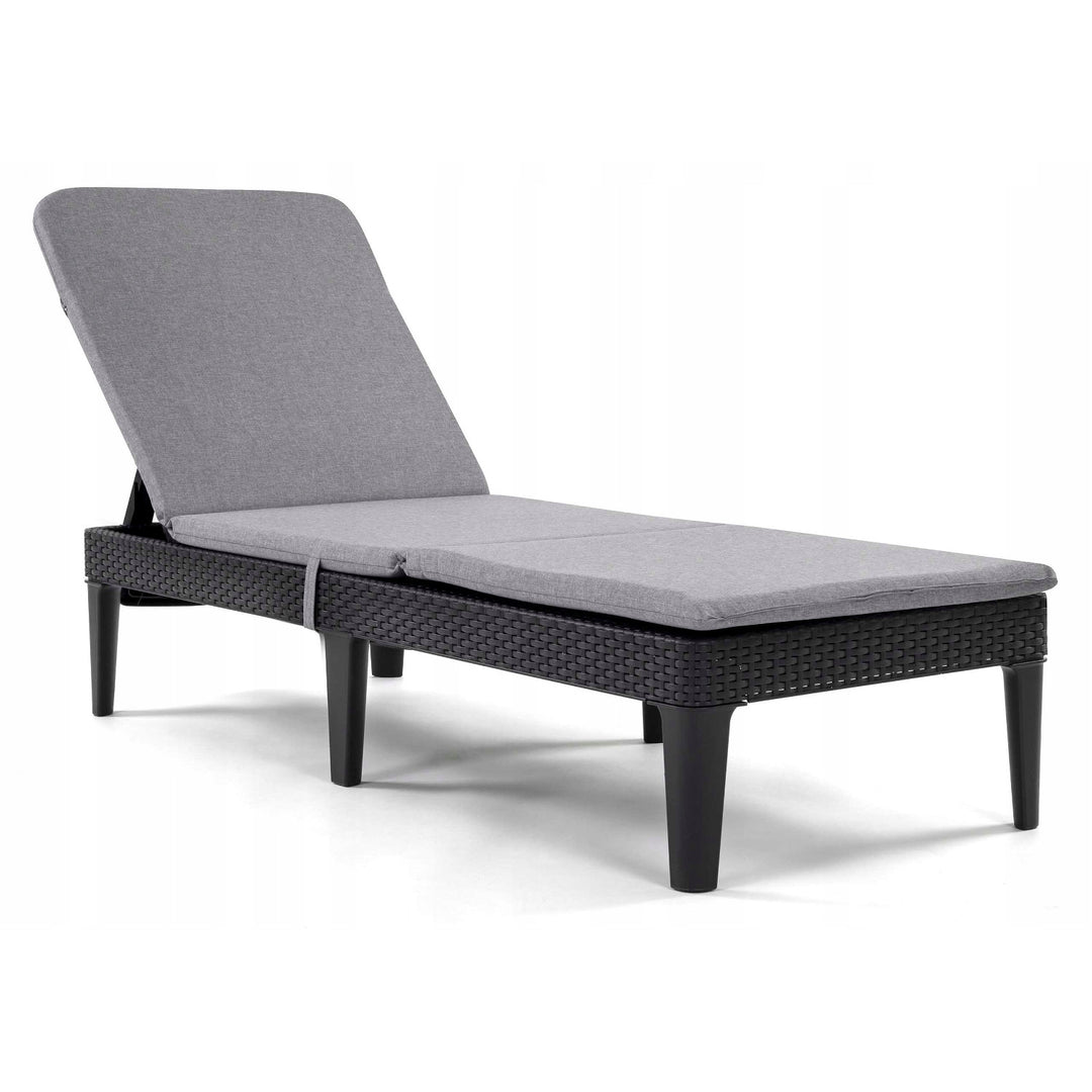 Jaipur Deck Chair Cushion, gray, S-550 fabric, size 190x60 cm, two fastening systems, waterproof, fully machine washable, Jaipur Melange S-03