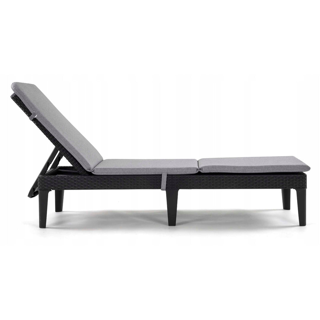 Jaipur Deck Chair Cushion, gray, S-550 fabric, size 190x60 cm, two fastening systems, waterproof, fully machine washable, Jaipur Melange S-03