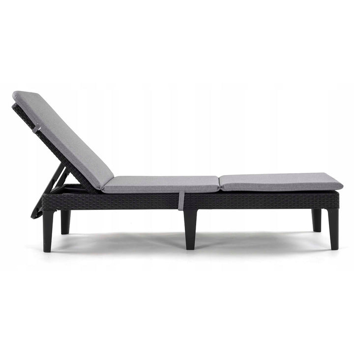 Jaipur Deck Chair Cushion, gray, S-550 fabric, size 190x60 cm, two fastening systems, waterproof, fully machine washable, Jaipur Melange S-03